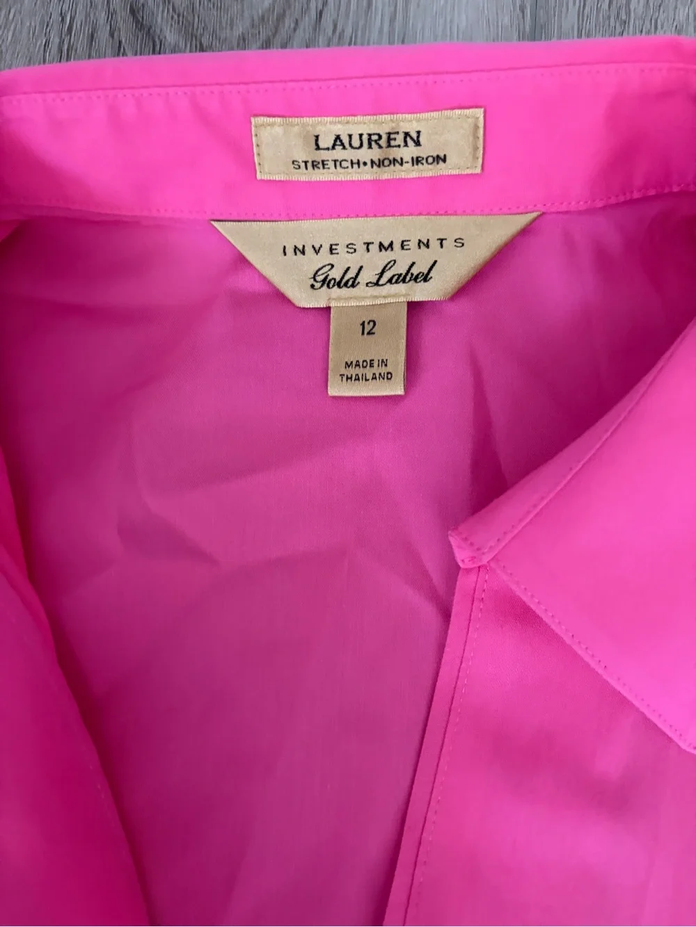Lauren Gold Label Women's Short Sleeve Button Front Shirt - Hot Pink